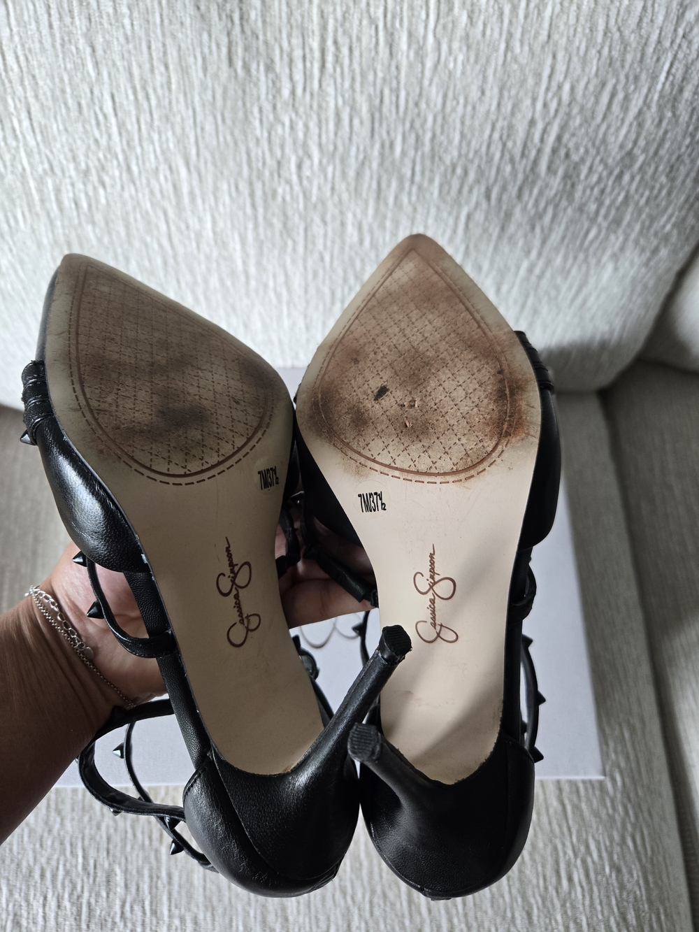 Jessica Simpson Black Strappy Pointed Stiletto Heels - Picture 7 of 11